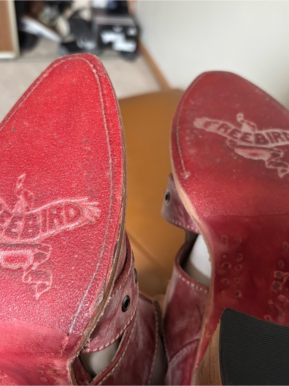NEW Freebird by Steven  Joplin in Red Leather Ankle Buckle Heel Boot 10 - Picture 4 of 5